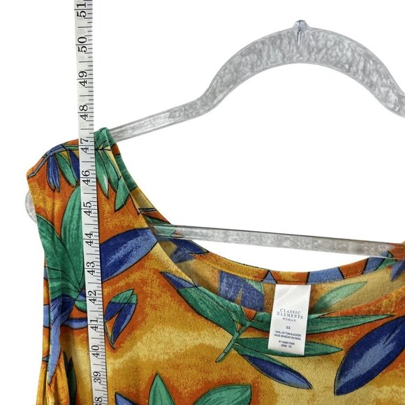 3X Tropical Sleeveless Summer Dress Comfy Flowy Vacation By Classic Elements - Picture 7 of 10